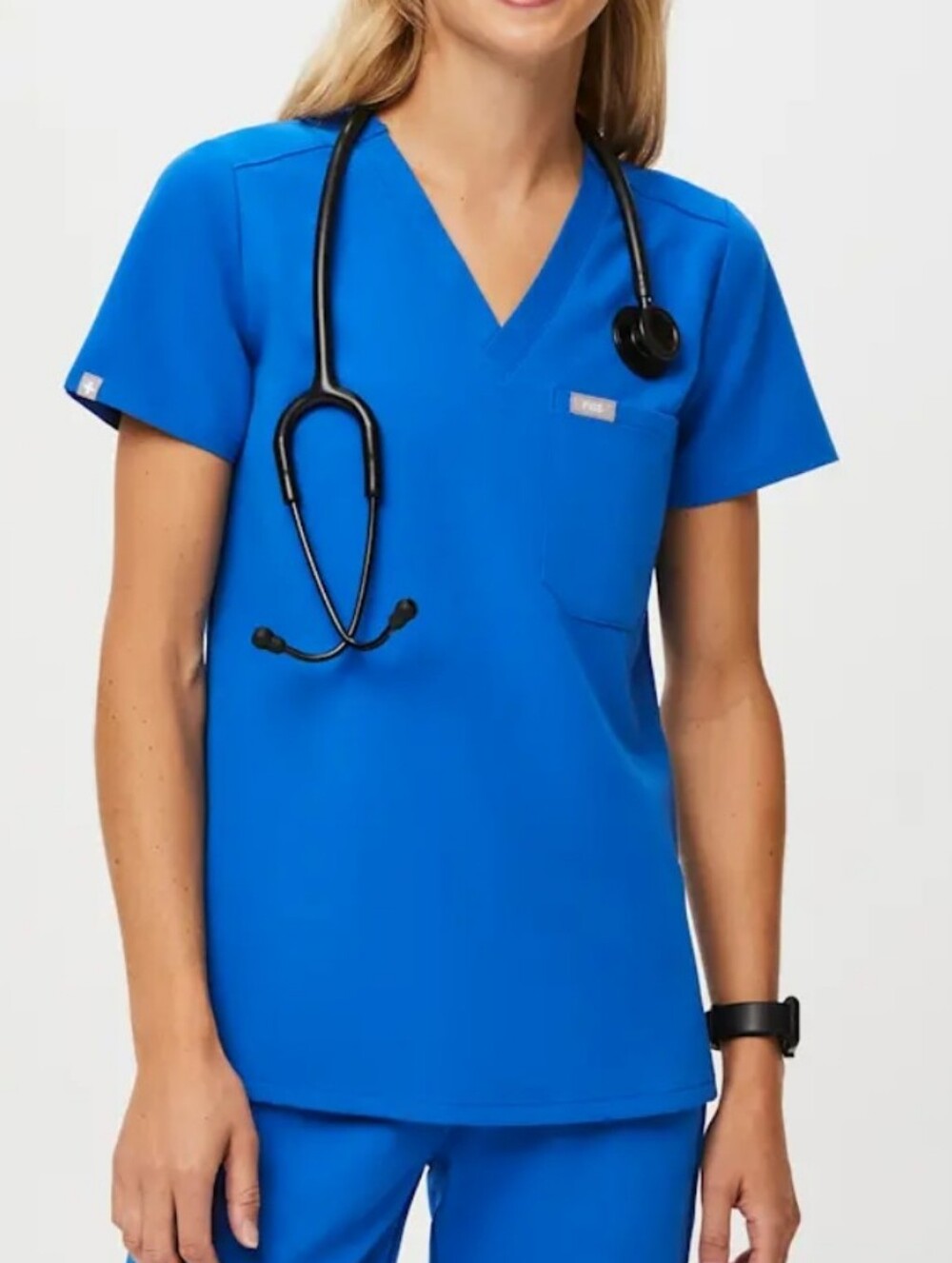 Figs Casma Blue Short Sleeve Scrub Top